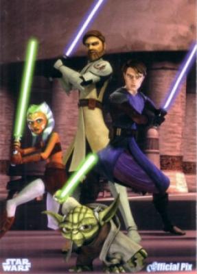 Star Wars Clone Wars Anakin Obi-Wan Yoda Ahsoka 2009 promo card
