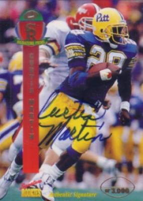 Curtis Martin certified autograph Pittsburgh Panthers 1995 card