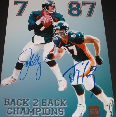 John Elway & Ed McCaffrey autographed Denver Broncos 8x10 photo