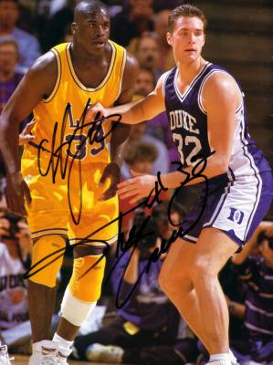 Shaquille O'Neal & Christian Laettner autographed Beckett Basketball back cover photo