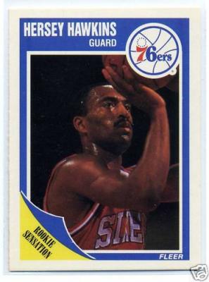 Hersey Hawkins Philadelphia 76ers 1989-90 Fleer Rookie Card #117