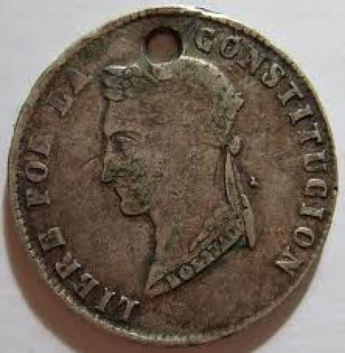 Coins; BOLIVIA, 1855 -HALF DOLLAR SIZED SILVER; Front image