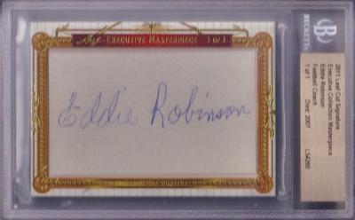 Eddie Robinson (Grambling) certified autograph 2011 Leaf Masterpiece Cut Signature card #1/1