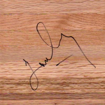 James Worthy (Lakers) autographed basketball 6x6 hardwood floor