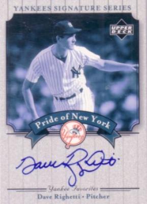 Dave Righetti certified autograph Yankees 2003 Upper Deck card