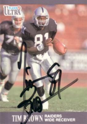 Tim Brown autographed Oakland Raiders 1991 Ultra card