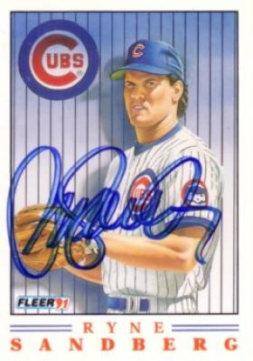 Ryne Sandberg autographed Chicago Cubs 1991 Fleer card