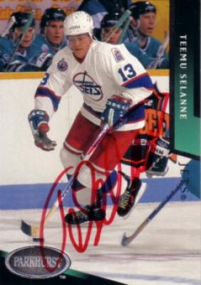 Teemu Selanne autographed Winnipeg Jets 1993-94 Parkhurst card