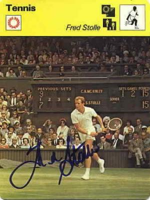 Fred Stolle autographed 1979 4x6 Sportscaster tennis card