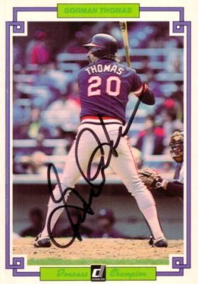Gorman Thomas autographed Milwaukee Brewers 1984 Donruss jumbo card