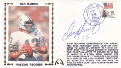 Dan Marino autographed Miami Dolphins 1984 Passing Records cachet envelope