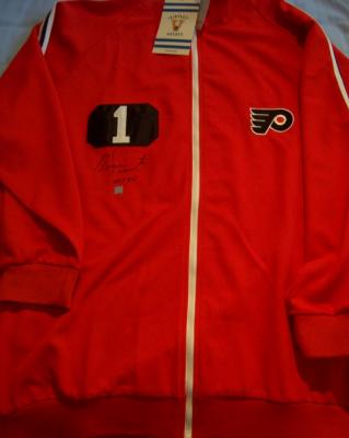 Bernie Parent autographed Philadelphia Flyers Mitchell & Ness throwback warmup jersey