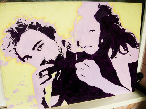 Robert Pattinson And Kristen Stewart Pop Art Hand Made Painting