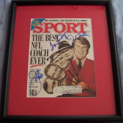 Joe Gibbs Tom Landry John Madden Don Shula autographed Sport Magazine cover framed