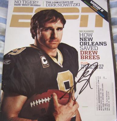 Drew Brees autographed New Orleans Saints 2010 ESPN The Magazine
