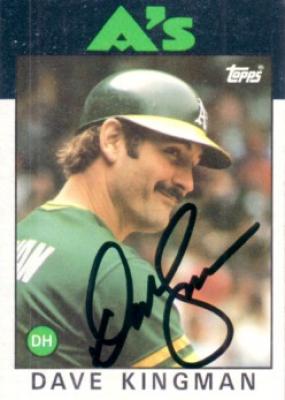 Dave Kingman autographed Oakland A's 1986 Topps card