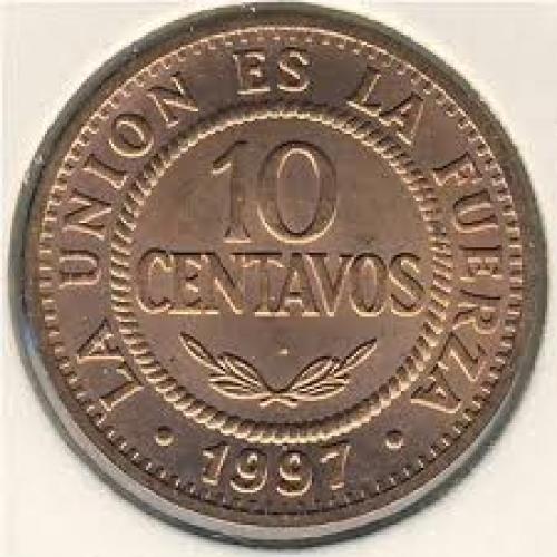 Coins; Bolivia, 10 centavos, 1997–2006 