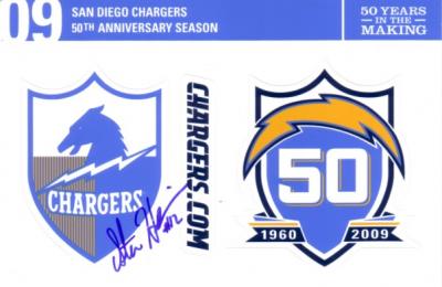Stan Humphries autographed San Diego Chargers 50th Anniversary sticker sheet
