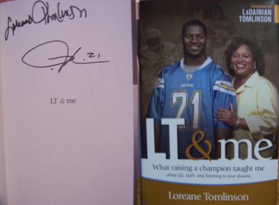 LaDainian Tomlinson autographed LT & Me hardcover book