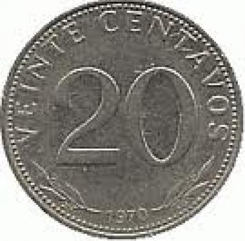 Coins;  Bolivia 20 centavos Nickel-plated 