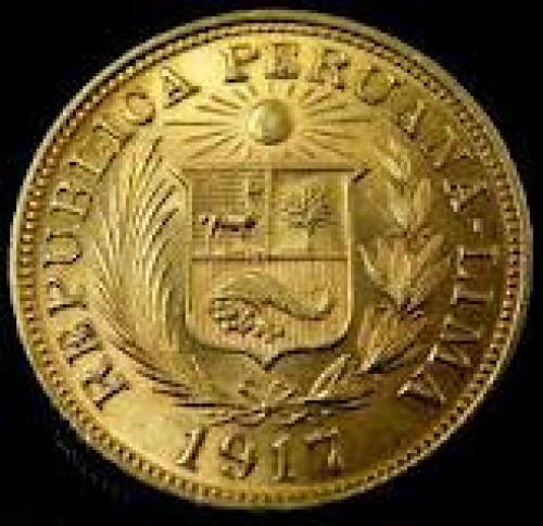 Coins;  1 LIBERA POUND PERU GOLD COIN 1917