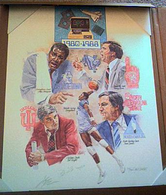 Patrick Ewing & John Thompson (Georgetown) autographed Final Four lithograph