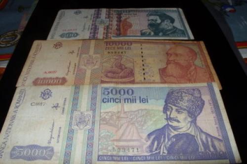 Banknote Romania-500/ 5000/10000 Lei 1992/4