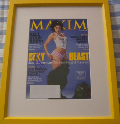 Sarah Silverman autographed Maxim magazine cover matted & framed