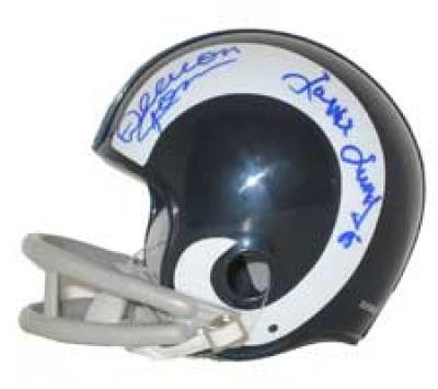 Deacon Jones Lamar Lundy Merlin Olsen Rosey Grier (Fearsome Foursome) autographed Rams mini helmet