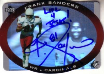 Frank Sanders autographed Cardinals 1996 SPx hologram card
