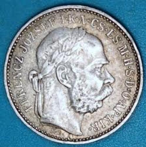 Coins; Hungary 1893 1 Korona Silver Coin.