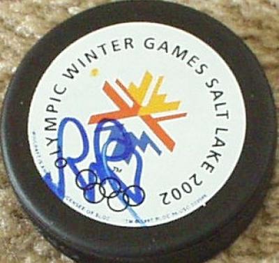 Rob Blake autographed 2002 Salt Lake City Olympic puck