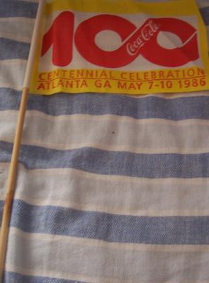1986 Coca-Cola Coke Centennial Celebration mini flag