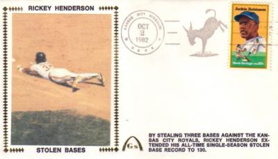 Rickey Henderson Stolen Base Record Oakland A's 1982 Gateway cachet envelope