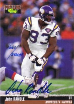 John Randle certified autograph Minnesota Vikings 1995 Pro Line card