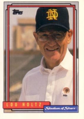 Lou Holtz Notre Dame 1992 Topps Stadium of Stars card