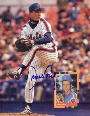 David Cone autographed New York Mets Beckett Baseball back cover photo