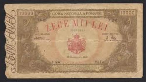 Banknotes; 10000 Lei - Romania Banknote 1945