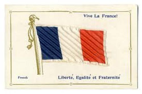 Flag vive la france patriotic applique postcard