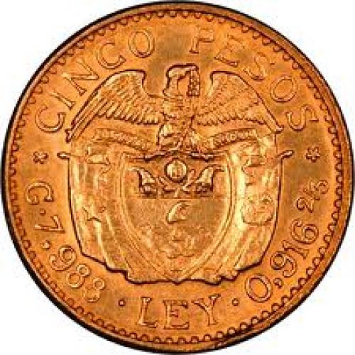 Coins; Reverse of 1924 Colombian 5 Pesos Gold Coin