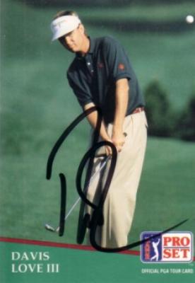 Davis Love III autographed 1991 Pro Set golf card