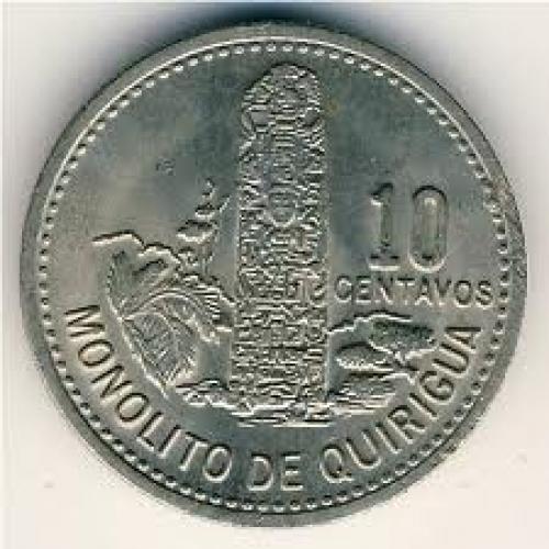 Coins; Guatemala, 10 centavos, 1978–1979 