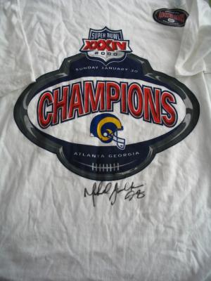 Marshall Faulk autographed St. Louis Rams Super Bowl 34 Champions T-shirt