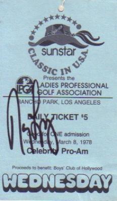 Nancy Lopez autographed 1978 LPGA Sunstar Classic rookie season ticket