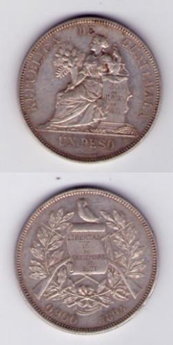Guatemala 1 peso libertad 1894 Silver really nice shape