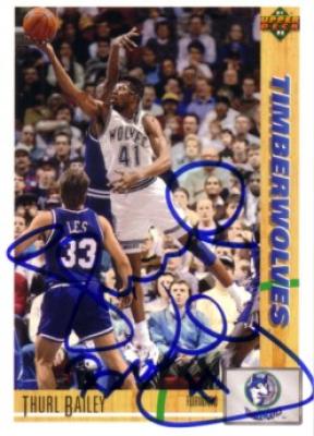 Thurl Bailey autographed Minnesota Timberwolves 1991-92 Upper Deck card