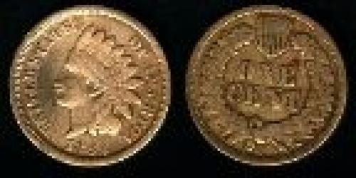 1 cent; Year: 1860-1864; Small Cent. Indian Head Oak Wreath cu-ni