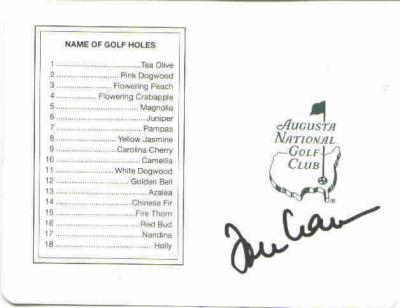 Tommy Aaron autographed Augusta National Masters scorecard