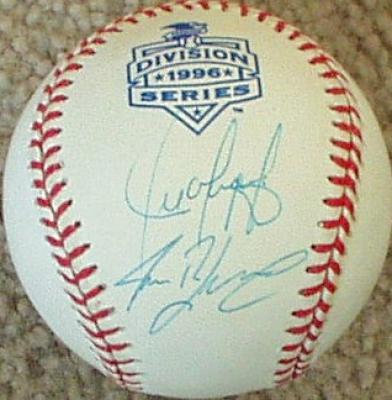 Ivan Rodriguez & Juan Gonzalez autographed Texas Rangers 1996 Division Series baseball