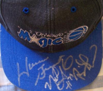Nick Anderson Horace Grant Brian Shaw autographed Orlando Magic cap